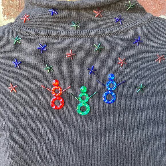 VTG Acorn Embroidered Beaded Christmas Turtleneck Size XS - Picture 3 of 6